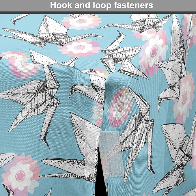 Lunarable Origami Dog Crate Cover, Japanese Tradition Paper Cranes and Cherry Blossom Petals Spring, Easy to Use Pet Kennel Cover for Medium Large Dogs, 36 Inch, Pale Pink Pale Blue White