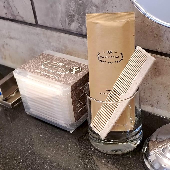 Bleeker and Rowe 100% Biodegradable Combs - Individually wrapped - Environmentally Eco Friendly Bulk Pocket Pet Dog Grooming Hair Lice Combs - Perfect for Macrame (Pack of 15)
