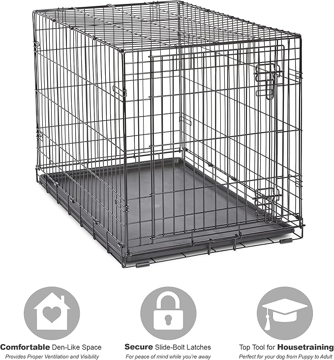 New World Newly Enhanced Single New World Dog Crate, Includes Leak-Proof Pan, Floor Protecting Feet, & New Patented Features, 36 Inch