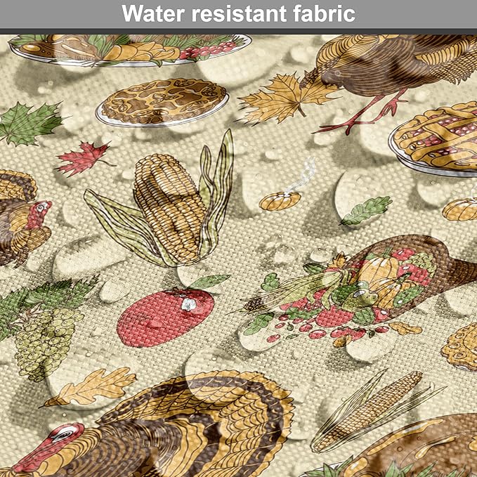 Lunarable Thanksgiving Dog Crate Cover, Special Day Family Dinner Classical Delicious Meal Abundance Harvest, Easy to Use Pet Kennel Cover for Cats & Medium Dogs, 24 Inch, Orange Brown Green