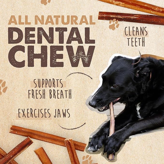 Mighty Paw Naturals Bully Sticks for Small Dogs & Medium Dogs - Grass Fed Beef Dog Chews. Dog Bully Sticks for Large Dogs. Lower Odor Bully Sticks. Single Ingredient (6" - 10 Pack)