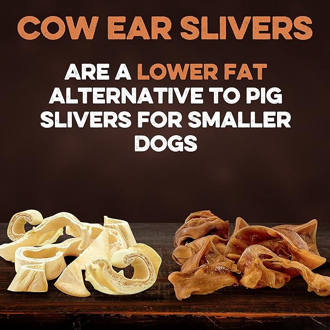 BRUTUS & BARNABY Cow Ears for Dogs; Ear Slivers are Great for Puppy Teething, Single Ingredient Beef Ear Slivers for Small to Medium Size Dogs (100grams)