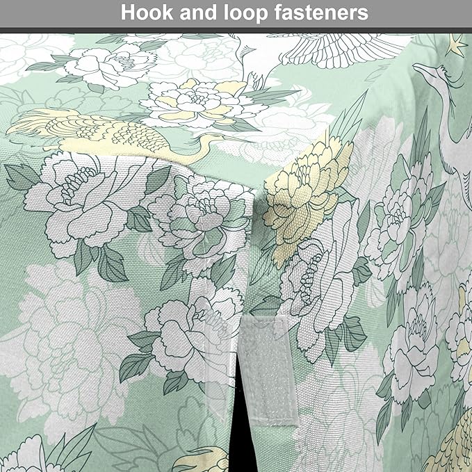 Lunarable Traditional Dog Crate Cover, Japanese Cranes Peonies Cultural Aspects Symbolic of Happy Life, Easy to Use Pet Kennel Cover for Small Dogs Puppies Kittens, 22 Inch, Avocado Green Pale Green