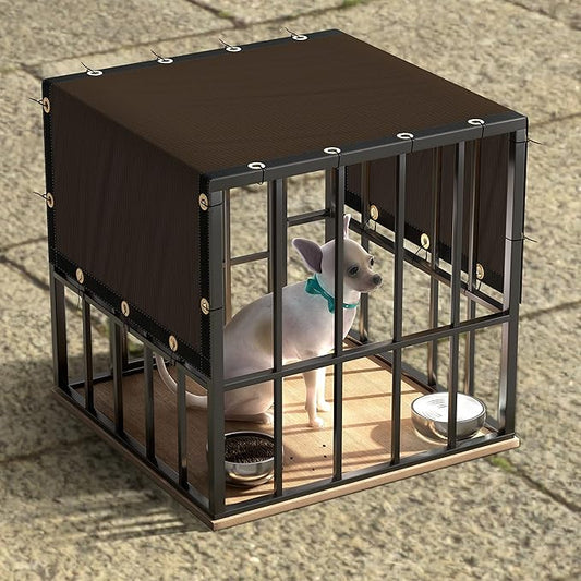 ColourTree 5' x 12' Brown Custom Size Shade Cloth with Grommets - 90% Sunblock, Durable Mesh Fabric Tarp for Dog Kennel Cover, Fence Privacy Screen, Greenhouse, Chicken Coop & Pet Playpen