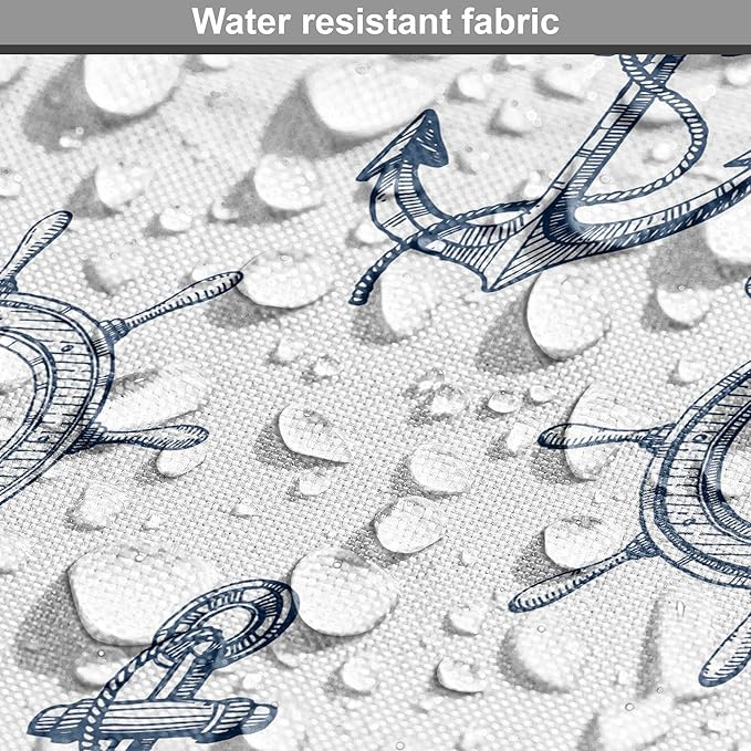 Lunarable Nautical Dog Crate Cover, Marine Elements Anchor Ship Wheel Wind Rose Sailing into The Ocean Theme, Easy to Use Pet Kennel Cover for Cats & Medium Dogs, 30 Inch, Night Blue White