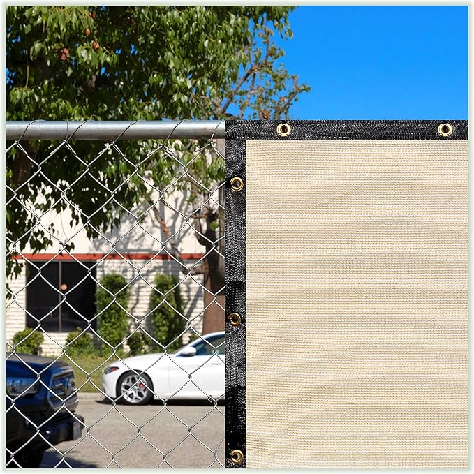 ColourTree 4' x 29' Beige Custom Size Shade Cloth with Grommets - 90% Sunblock, Durable Mesh Fabric Tarp for Dog Kennel Cover, Fence Privacy Screen, Greenhouse, Chicken Coop & Pet Playpen