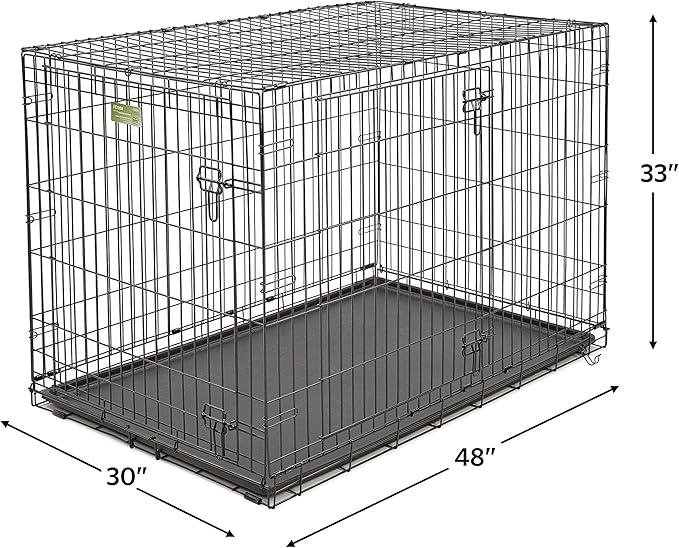 Midwest Homes for Pets 1548DD-KIT 2 Door iCrate Pet Bed, Cover & 2 Bowls, 48" Kit/XL Dog Breed