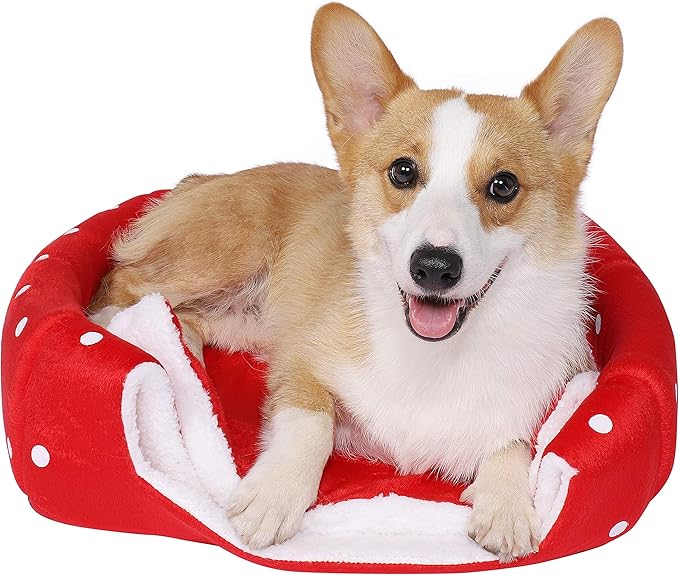 Spring Fever Hamster Guinea Pig Rabbit Dog Cat Chinchilla Hedgehog Bird Small Animal Pet Bed House Hideout Cage Accessorie B Red XS