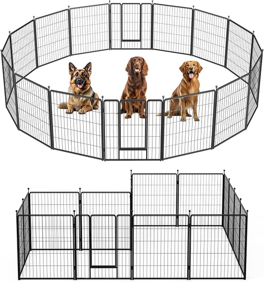 Dog Playpen 32 Inch 16 Panels, Ideal Dog Fence for Small/Medium Dogs Indoor & Outdoor Bliss, Perfect Dog Pen for Camping, Yard, RV, Garden Fence, Black