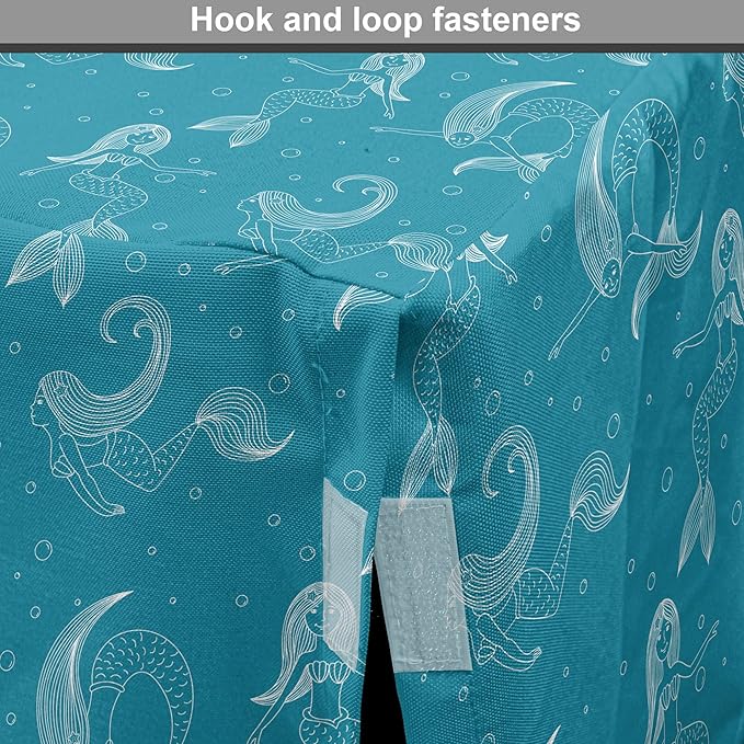 Lunarable Mermaid Tail Dog Crate Cover, Cartoon Design of Aquatic Girl Swimming Underwater Bubbles, Easy to Use Pet Kennel Cover for Cats & Medium Dogs, 24 Inch, Dark Turquoise Ivory
