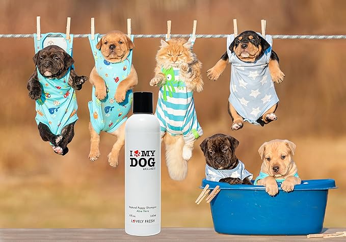 Puppy Gentle Shampoo - All Natural Grooming Product - Aloe Vera - Soothes Skin - Conditions Coat - Perfect for Pet Sensitive Youthful Skin - Premium (8 Fl. Oz)