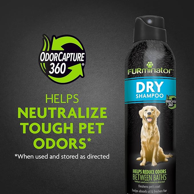 FURminator Dry Shampoo for Dogs, 7 Ounces, Helps Freshen Pet's Coat, Extends Time Between Traditional Baths