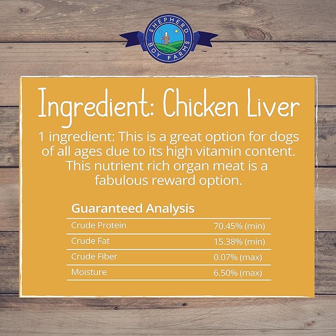 Freeze Dried Dog and Cat Treats, Chicken Liver, All Natural Single Ingredient Freeze-Dried Dog Treat & Dog Snacks, Made in USA, High Protein, Essential Nutrition Raw Dog Food, 3oz