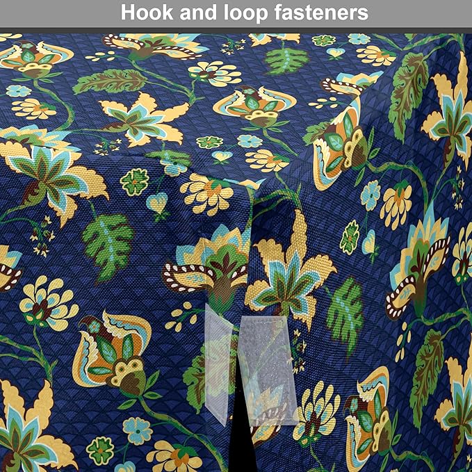 Lunarable Jacobean Dog Crate Cover, Triangles with Floral Pattern Stalks Leaves Flowers Whimsical Nature, Easy to Use Pet Kennel Cover for Cats & Medium Dogs, 30 Inch, Dark Blue Green Mustard