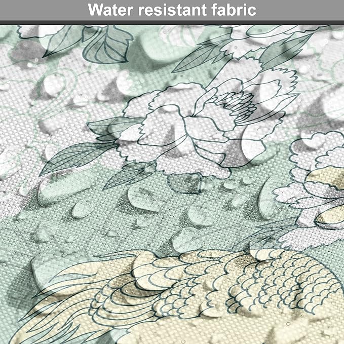 Lunarable Traditional Dog Crate Cover, Japanese Cranes Peonies Cultural Aspects Symbolic of Happy Life, Easy to Use Pet Kennel Cover for Cats & Medium Dogs, 24 Inch, Avocado Green Pale Green