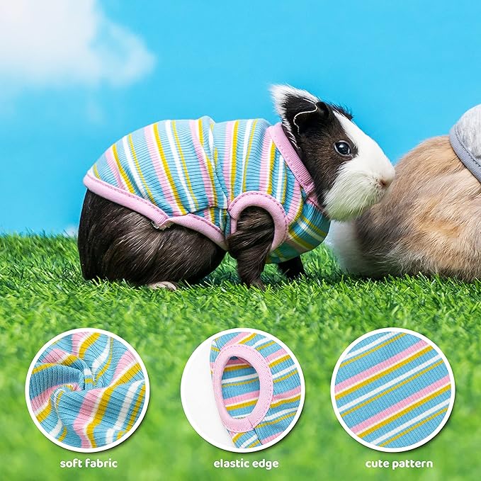Guinea Pig Clothes - 2 Pack Cute Small Animal Vest Clothes for Rat Rabbit Chinchilla Ferret Kitten Chihuahua - Soft Breathable T-Shirt Pet Costume