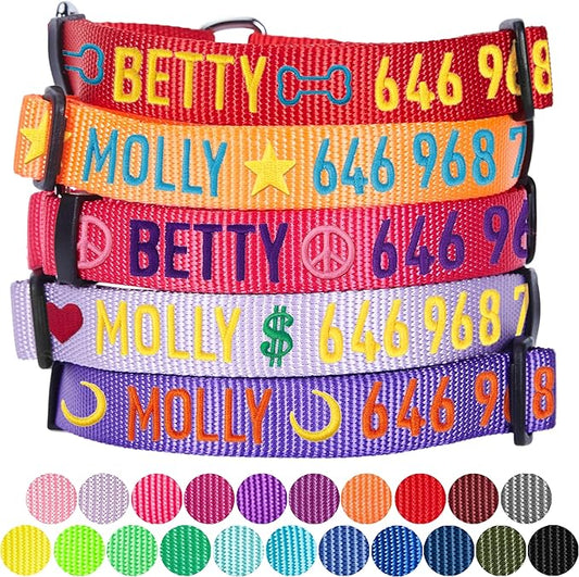 Blueberry Pet Essentials Personalized Martingale Safety Training Dog Collar, French Pink, Medium, Adjustable Customized ID Collars for Dogs Embroidered with Pet Name & Phone Number