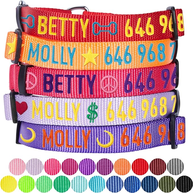 Blueberry Pet Essentials Personalized Martingale Safety Training Dog Collar, French Pink, Large, Adjustable Customized ID Collars for Dogs Embroidered with Pet Name & Phone Number