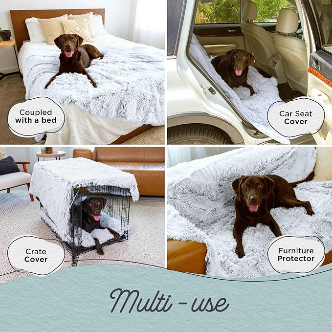 Best Friends by Sheri Calming Shag Dog Blanket with Non-Skid, Water Resistant Base, Frost Gray, 60" x 80"