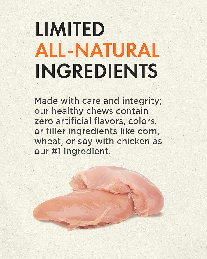 Canine Naturals Chicken Recipe Chew - Rawhide Free Dog Treats - Made from USA Raised Chicken - All-Natural and Easily Digestible - 12 Pack of Mini Knots for Dogs 5-20lb