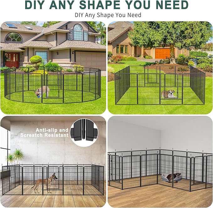 Musen Dog Playpen Indoor Outdoor, 8 Panels Dog Pen 40" Height Dog Fence Exercise Pen with Doors for Large/Medium/Small Dogs, Portable Pet Playpen for Yard, RV, Camping