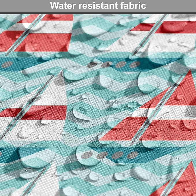 Lunarable Sail Boat Dog Crate Cover, Chevron Zigzag Lines Wavy Ocean Ships Abstract Geometric Summer Season, Easy to Use Pet Kennel Cover for Cats & Medium Dogs, 24 Inch, Teal Dark Coral White