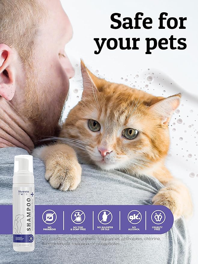 Pets Waterless No-Rinse Pet Shampoo | Soothing Hypoallergenic Gentle | time-Saving Stress-Free foaming Cleanser (1 8 fl oz Bottle Lavender)