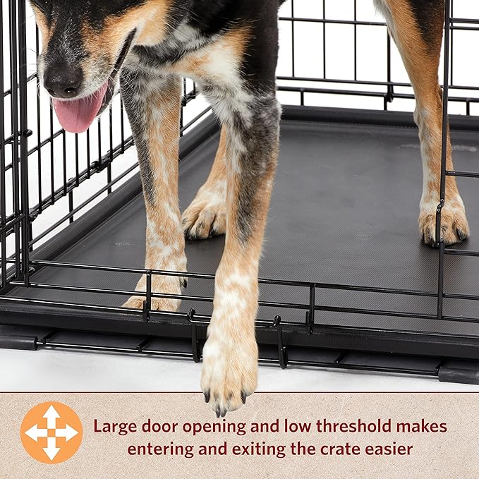 MidWest Homes for Pets Dog Crate Life Stages 36' Double Door Folding Metal Dog Crate | Divider Panel, Floor Protecting Feet, Leak-Proof Dog Pan | 36L x 23W x 25H Inches, Intermediate Dog Breed