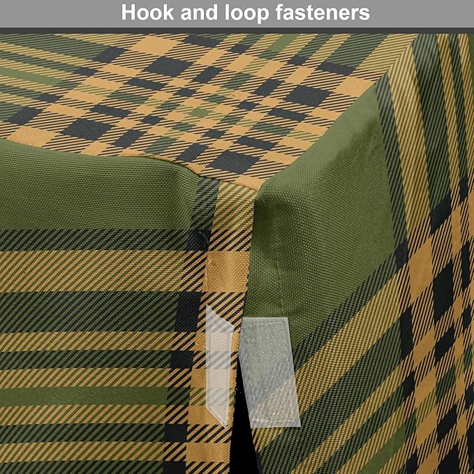 Lunarable Plaid Dog Crate Cover, Tartan Pattern in Autumn Tones Old Fashioned Design Country Illustration, Easy to Use Pet Kennel Cover for Medium Large Dogs, 42 Inch, Olive Green Mustard