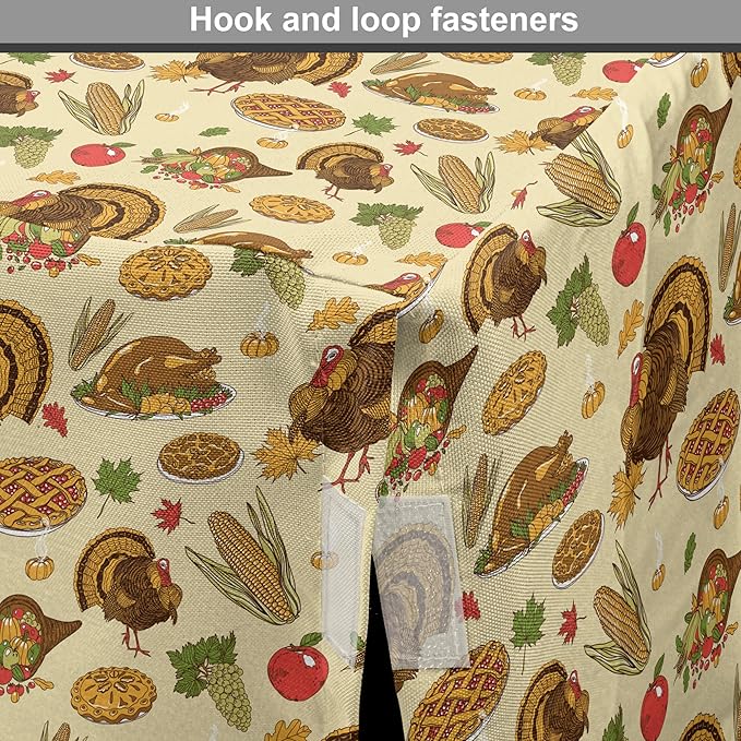 Lunarable Thanksgiving Dog Crate Cover, Special Day Family Dinner Classical Delicious Meal Abundance Harvest, Easy to Use Pet Kennel Cover for Medium Large Dogs, 36 Inch, Orange Brown Green