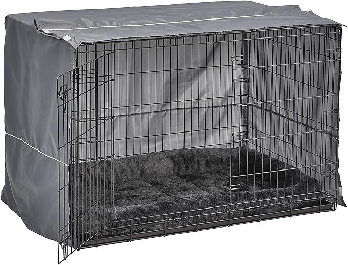 New World Pet Products New World Double Door Dog Crate Kit Includes One Two-Door Crate, Matching Gray Bed & Gray Crate Cover, 48-Inch Kit Ideal for X-Large Dog Breeds