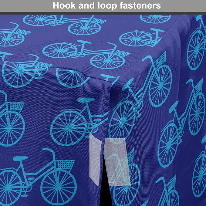 Lunarable Contemporary Blue Dog Crate Cover, Repetitive Pattern with Silhouette Style Bicycles, Easy to Use Pet Kennel Cover for Medium Large Dogs, 42 Inch, Dark Violet Sky Blue