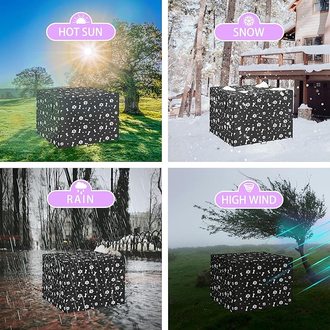 Dog Crate Cover, Dog Kennel Cover, Durable Breathable Dog Crate Cover 36 inch, Windproof Water Resistant Sun Protection Crate Cover Outdoor/Indoor, Black -S (36" L x 23" W x 25" H)