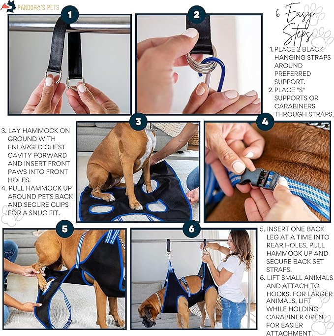 Cat & Dog Grooming Hammock - DIY Pet Grooming Kit With Sling, Nail File, Comb, and Trimmers - Small to Large Pets