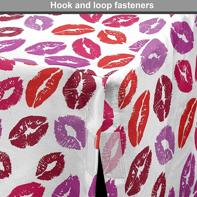 Lunarable Kiss Dog Crate Cover, Fun Colorful Design Lipsticks Kisses Fashion Illustration Print Artwork, Easy to Use Pet Kennel Cover for Medium Large Dogs, 22 Inch, Fuchsia and Raspberry