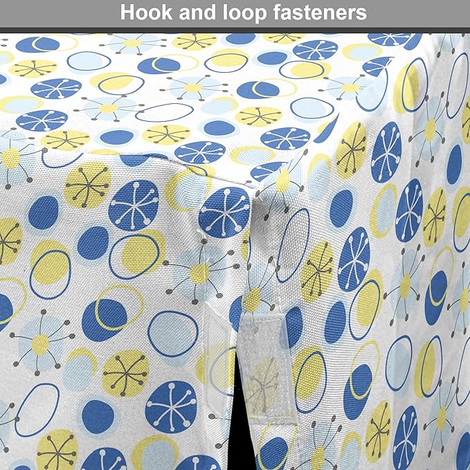 Lunarable Yellow and Blue Dog Crate Cover, Random Doodle Circles Abstract Floral Pattern, Easy to Use Pet Kennel Cover for Cats & Medium Dogs, 30 Inch, Pale Yellow Pale Blue
