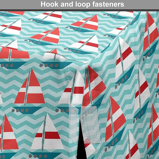 Lunarable Sail Boat Dog Crate Cover, Chevron Zigzag Lines Wavy Ocean Ships Abstract Geometric Summer Season, Easy to Use Pet Kennel Cover for Small Dogs Puppies Kittens, 22 Inch, Teal Dark Coral White