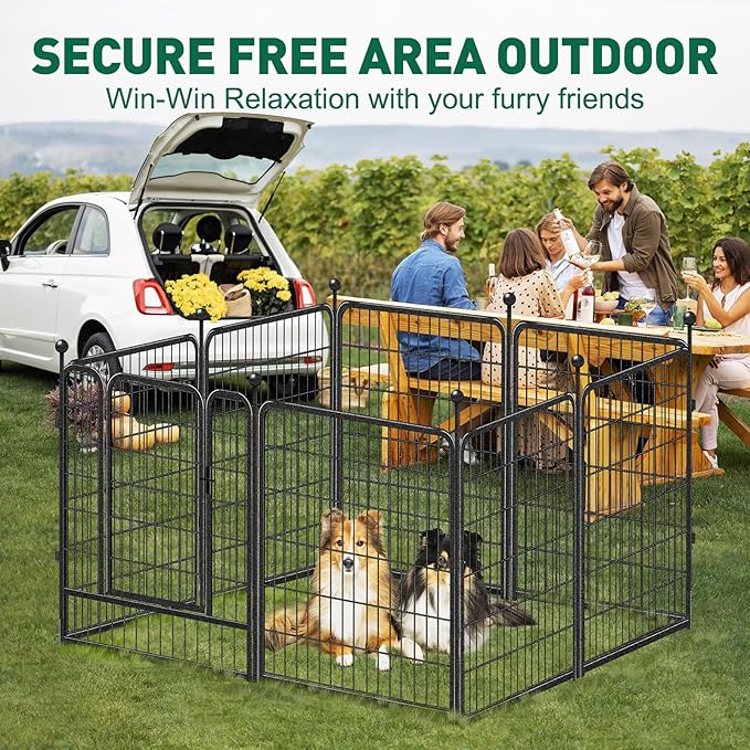 Dog Playpen Outdoor, 8 Panels 40" High Heavy Duty Metal Dog Pen, Pet Fence for Large/Medium/Small Dogs, with Doors Foldable Metal Dog playpen Exercise Pen for RV, Camping, Yard
