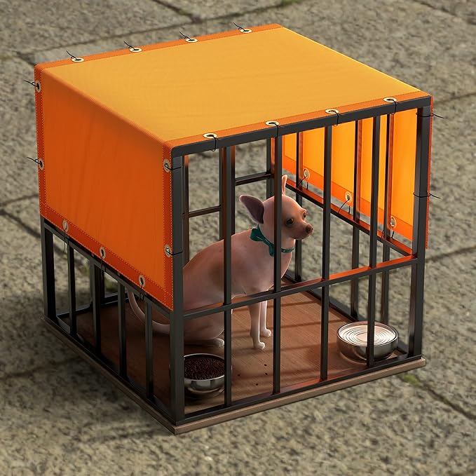 ColourTree 2' x 18' Orange Custom Size Waterproof Shade Cloth with Grommets - 90% Sunblock, Durable Mesh Fabric Tarp for Dog Kennel Cover, Fence Privacy Screen, Greenhouse, Coop & Pet Playpen