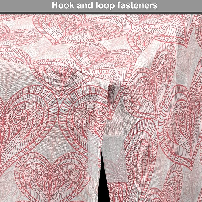 Ambesonne Heart Dog Crate Cover, Love Themed Pastel Zentangle Ornament Valentine's Day Romance Repetition, Easy to Use Pet Kennel Cover for Medium Large Dogs, 42 Inch, Pink White