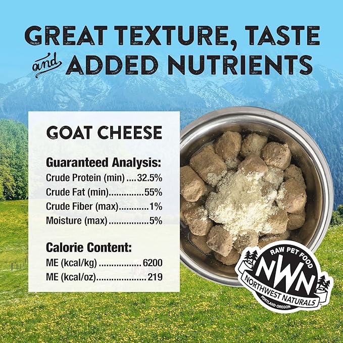 Northwest Naturals Freeze-Dried Goat Cheese Functional Topper - for Dogs & Cats - Healthy, 1 Ingredient, Human Grade Pet Food, All Natural - 4.5 Oz (Pack of 1)