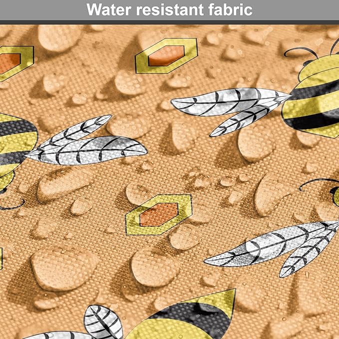 Ambesonne Honey Bee Dog Crate Cover, Cartoon Style Flies and Hexagonal Shapes Scattered, Easy to Use Pet Kennel Cover for Cats & Medium Dogs, 30 Inch, Orange Mustard