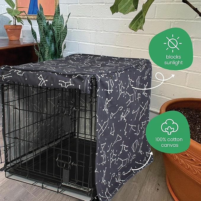 Molly Mutt Rocketman Dog Crate Cover, 100% Cotton Canvas Cover with 2 Roll-Up Panels, Ideal for Dog or Cat Crate, Durable, Washable, and Free of Harmful Chemicals, 36" x 23" x 25"