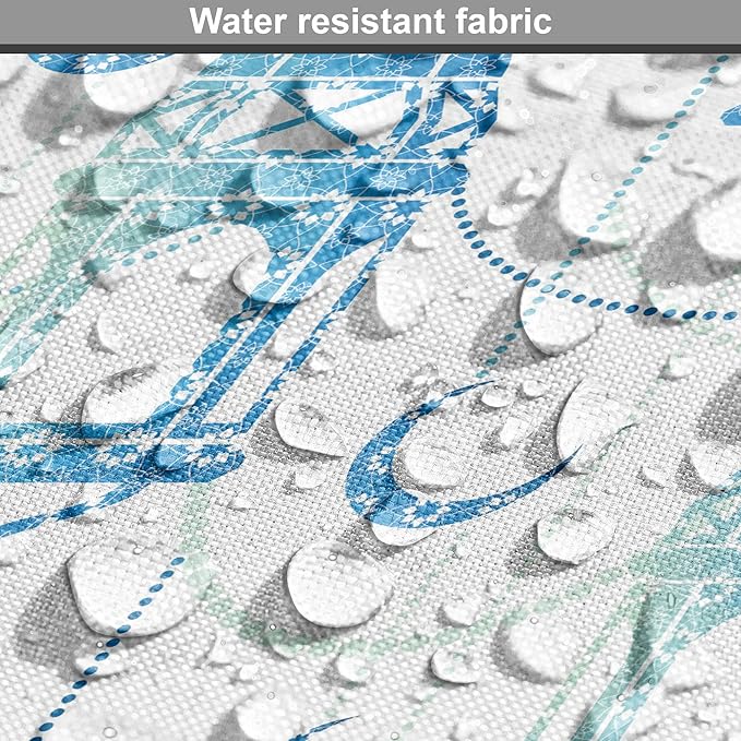 Lunarable Oriental Dog Crate Cover, Eastern Theme Celebration Pale Toned Composition Folkloric Look Print, Easy to Use Pet Kennel Cover for Medium Large Dogs, 42 Inch, Pale Green White Blue