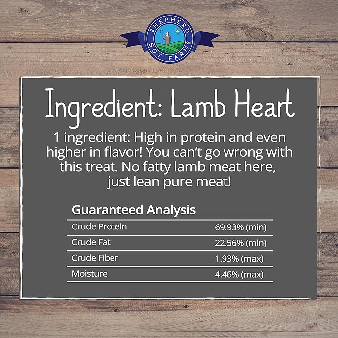 Freeze Dried Dog and Cat Treats, Lamb Heart, All Natural Single Ingredient Freeze-Dried Dog Treat & Dog Snacks, Made in USA, High Protein, Essential Nutrition of Raw Dog Food, 3oz