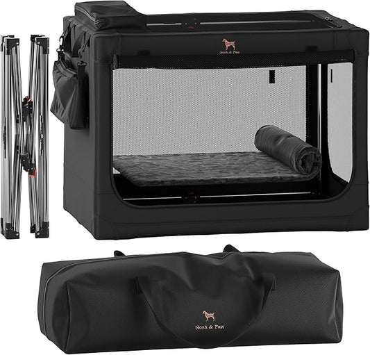 Noah & Paw Collapsible Dog Crate 36 Inches, XL Dog Crate for XL, Large Medium Breed, Travel Kennel for Car, Includes Pet Mat for Pet Cage, 2 Storage Pockets, Handbag, 10mm Locking Zippers 36*25*23