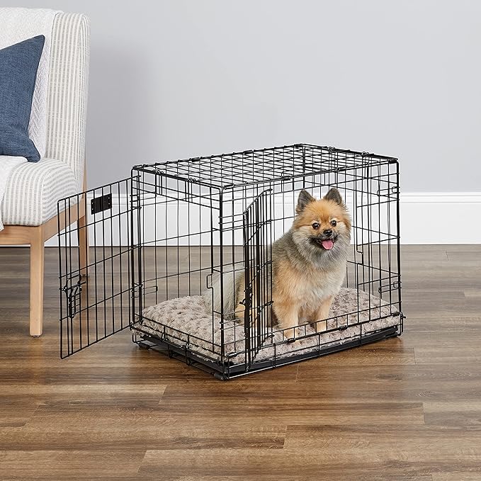 MidWest Homes for Pets Newly Enhanced Single & Double Door iCrate Dog Crate, Includes Leak-Proof Pan, Floor Protecting Feet, Divider Panel & New Patented Features