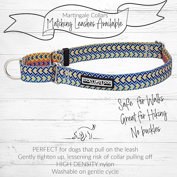 Lucky Love Dog Martingale Dog Collar - Adjustable, No-Slip, Durable, & Soft Webbing Dog Collar for Male and Female Dogs Ideal for Training & Walking - Stylish Murphy Pattern, Large Size
