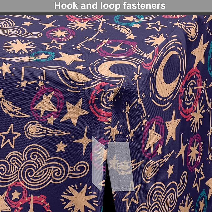 Lunarable Hipster Dog Crate Cover, Hand Drawn Starry Scene of Constellation Crescent Space-Themed Layout, Easy to Use Pet Kennel Cover for Medium Large Dogs, 42 Inch, Navy Blue and Multicolor