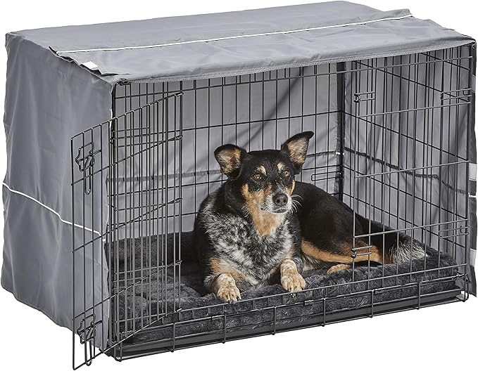 MidWest Homes for Pets New World Double Door Dog Crate Kit Includes One Two-Door Crate, Matching Gray Bed & Gray Crate Cover, 36-Inch Kit Ideal for Medium Dog Breeds